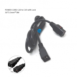 Power Cord C19 with Lock to C20 Cable Size 3G x 2.5mm x 3Meter