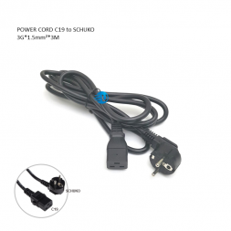 Power Cord C19 to Schuko 3x1.5mmx3M