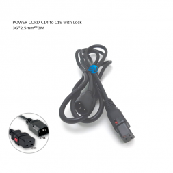 Power Cord C19 with Lock to C14 Cable Size 3G x 2.5mm x 3Meter