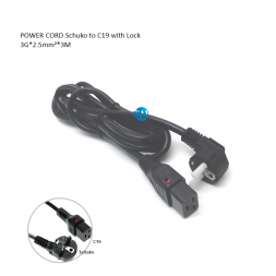 Power Cord C19 with Lock to Schuko Cable Size 3G x 2.5mm x 3Meter